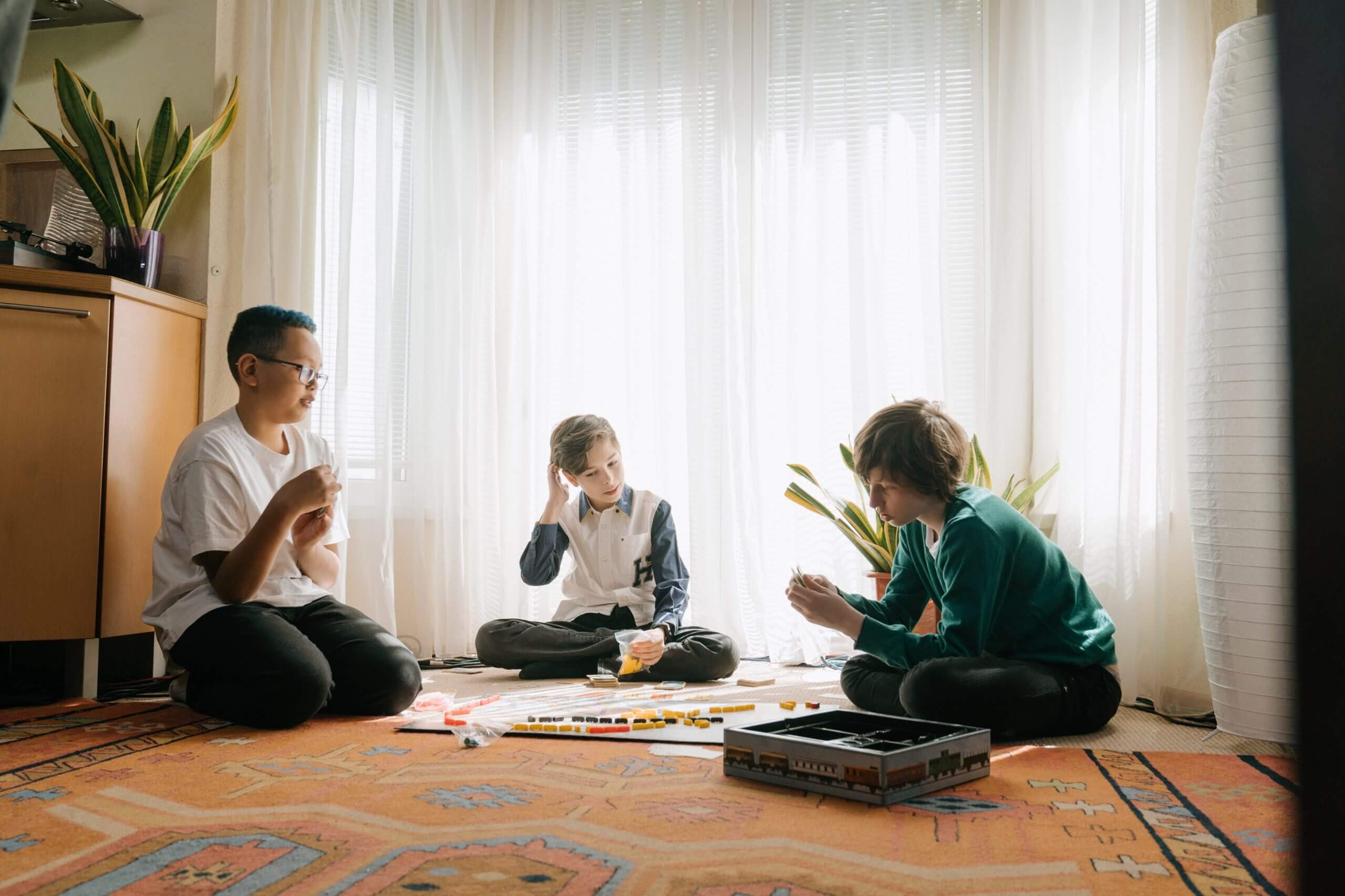 boys playing board games